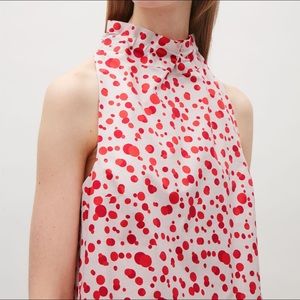 COS Mock Neck Tie Back Dress Polka Dots Pockets